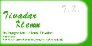 tivadar klemm business card